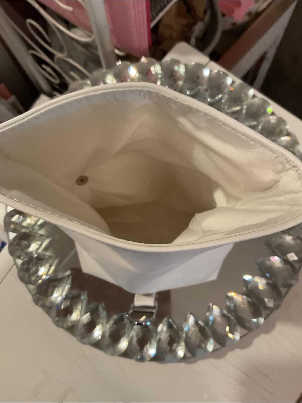 Dior White Pouch with Silver Chain - Picture 6 of 7